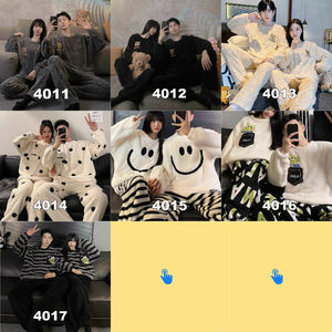 7 Couple velours automne et hiver flanelle corail pyjamas femmes hommes pyjamas maison porter des ensembles de vêtements de nuit - Product Image 1