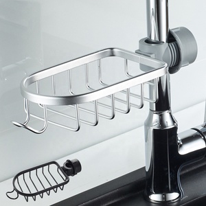 Étagère de Douche <span class=keywords><strong>D</strong></span>étachable Fonctionnelle et Robuste Noire et Argentée, Sans Perçage, pour Cuisine et Salle de Bain, <span class=keywords><strong>en</strong></span> Métal, <span class=keywords><strong>En</strong></span> Stock - Product Image 1