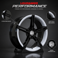 Jante en alliage d'aluminium forgé 5 branches noir brillant avec accent blanc LOUIS&MIKE pour voiture 18-22 pouces