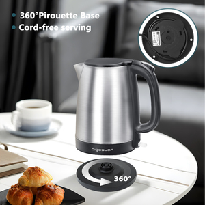 Bollitore Aigostar in acciaio inossidabile, 1,7 l, 2200W, filtro calcare, Cordless, spegnimento automatico, senza BPA, ideale per tè/caffè - Product Image 4