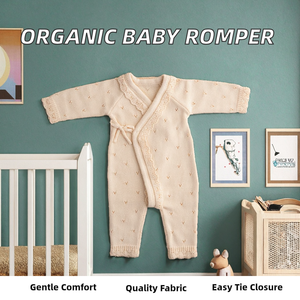 Tutina 100% Cotone Biologico per Neonata, Pagliaccetto Lungo con Bretelle e Lacci, Kimono in Maglia Traforata, Body 6-9 <span class=keywords><strong>Mesi</strong></span> ODM - Product Image 2