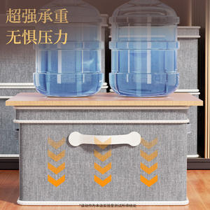 Boîte de rangement rectangulaire en tissu pour vêtements et couettes, pliable avec poignées, couleur unie grise, 700g, type autoportant - Product Image 3