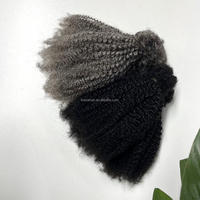 Extensions de cheveux humains KAMA Salt and Pepper, bouclées, afro, crépues, en vrac, pour tresses et torsades au crochet, pour personnes de couleur grise
