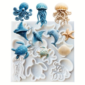 Chủ đề biển Khuôn Silicone fondant, vỏ sò, ốc xà cừ, cá ngựa, sao biển, Khuôn Silicone rùa để trang trí bánh, sô cô la - Product Image 5