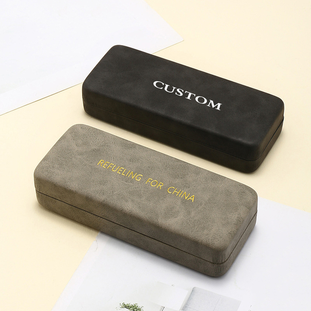 Wholesale Price PU Leather Designer Eyeglasses Case Hard Shell Packaging Custom Logo Sunglasses Case Optical case and Box