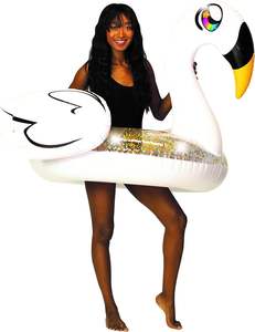 Bouée gonflable géante en PVC en forme de cygne scintillant pour adultes - Product Image 3