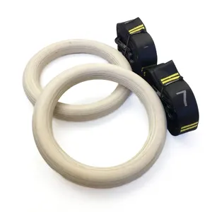 Anneaux de calisthénie de haute qualité 32mm exercice musculaire équipement de fitness portable suspendu anneau de gymnastique en bois ensemble de ceinture en nylon