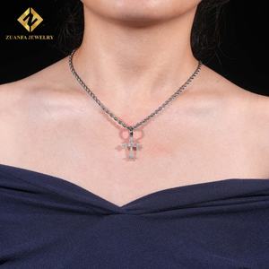 Colgante de Cruz de Acero Inoxidable con Incrustaciones de Moissanita, Plata de Ley 925, Estilo Hip Hop, para Hombre y Mujer, con Certificados GRA - Product Image 5