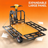 Camion porte-charge motorisé à plateau plat, directement de l'usine, avec siège et cage en treillis métallique pour le transport sur chantiers et dans les centres de jardinage