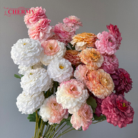 Dekorasi Pernikahan DC099 Laris Manis 6 Tangkai Bunga Peony Oranye Bunga Artificial Bunga Sutra Grosir
