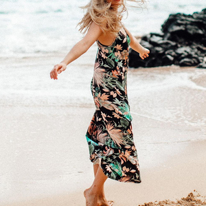 ชุดเดรสผ้าลินินคอตตอนพิมพ์ลายชายหาดหรูหราแบบหลวมๆ สั่งทำได้ตามต้องการ ขายส่ง - Product Image 3