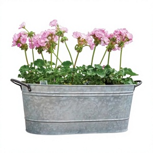 Pot de fleurs Amson en laiton galvanisé, design attrayant, circulaire, écologique, avec poignées, pour l'intérieur et l'extérieur, jardin, maison - Product Image 1