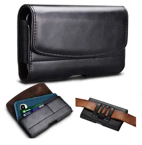 Cell Phone Pouch Leather Holster Case with Belt Clip Cover magnetic closure for iPhone 15 14 13