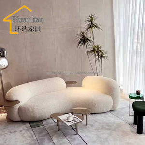 Salotto curvo negozio di <span class=keywords><strong>abbigliamento</strong></span> in velluto di agnello Internet celebrità ricevimento modulo pisello divano crema Sabi Sabi modulare - Product Image 6