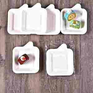 Assiettes carrées jetables biodégradables de 4 pouces avec logo personnalisé, en bagasse de canne à sucre, pour les mariages et les traiteurs - Product Image 2