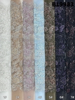 Tissu en dentelle en gros, bleu ciel, perlé et brodé, d'Équateur, pour robes de mariée des Philippines, tissu en filet pour les fêtes