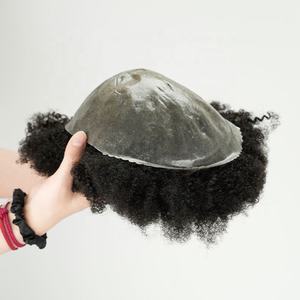 Prothèse capillaire afro pour hommes noirs, cheveux indiens 100% humains vierges Remy, base en soie, système de remplacement capillaire - Product Image 3