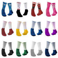 Chaussettes vierges de sport d'équipage de polyester d'impression de broderie en gros pour la sublimation