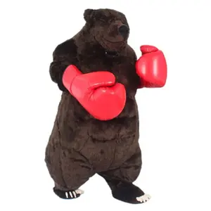 Peloso gigante gonfiabile peluche marrone boxe orso mascotte Costume per adulti Halloween eseguire Cosplay