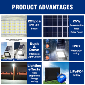 Lámpara Solar de Exterior Resistente al Agua IP67, Iluminación Estable, 40W 60W 120W 200W 300W 400W 500W 1000W, de Aluminio - Product Image 3
