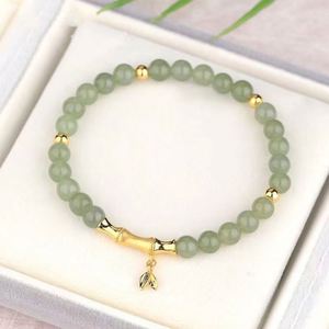 2022 Fashion Jewelry Wholesale Natural Bamboo Jade <b>Bracelet</b> Crystal Gemstone <b>Beads</b> Jade Handmade Link <b>Bracelet</b> for Women - Product Image 5