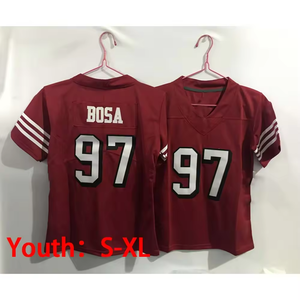 Pemuda 2025 baru SF 23 Christian mccaffe 13 Brock Purdy 85 George Kittle 97 Nick Bosa anak-anak dijahit Amerika sepak bola jersey - Product Image 4