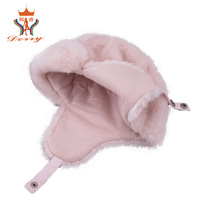 Dairui Pink Faux Fur Ushanka Lei Feng sombrero invierno trampero sombrero orejeras para niñas niños aviador esquí ciclismo al aire libre niños