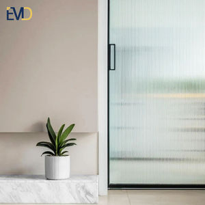 Puerta Corredera Moderna para Dormitorio o Cocina, Divisor de Espacios, Marco Delgado de Aluminio, Puerta Corredera Interior de Vidrio Acanalado - Product Image 1