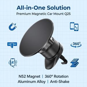 Support magnétique pour téléphone Q25 <span class=keywords><strong>en</strong></span> alliage d'aluminium, aimant N52, anti-vibration, rotation à 360°, <span class=keywords><strong>mini</strong></span>-<span class=keywords><strong>taille</strong></span>, universel, flexible, pliable, pour grille d'aération de voiture, OEM - Product Image 6
