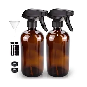 15ml 30ml 60ml 120ml 240ml 500ml 1000ml Amber Round Boston Glass Bottles With Hand Trigger Sprayer