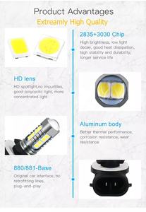 1*pcs HSS-20019 Ampoule de phare antibrouillard LED de haute qualité 880/881/H27 Super lumineuse Ampoule de phare antibrouillard de voiture automatique - Product Image 3