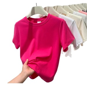 Camiseta <span class=keywords><strong>de</strong></span> Verano para Mujer, Talla Grande, Estilo Casual, Ajustada, <span class=keywords><strong>de</strong></span> Algodón y Elastano, Color Sólido, para <span class=keywords><strong>Chicas</strong></span> Curvy, Estilo <span class=keywords><strong>Instagram</strong></span> - Product Image 5