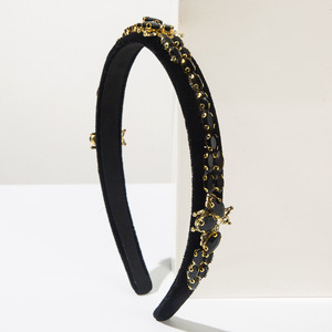 Bandeau baroque incrusté de diamants en velours <span class=keywords><strong>insecte</strong></span> à bord fin accessoire de cheveux de banquet d'artisanat de luxe exquis - Product Image 2