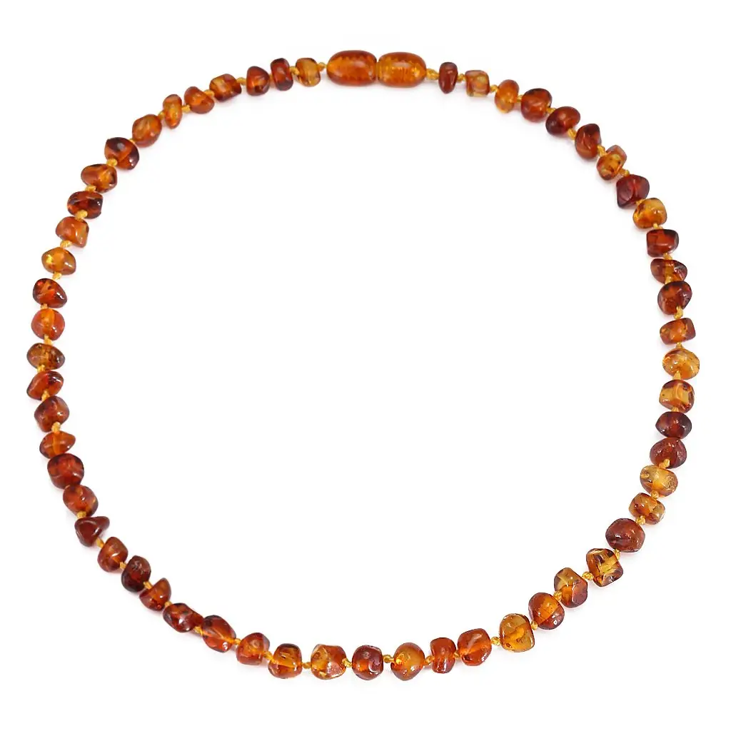 Kalung manik-manik gigi kalung kunyah Aliexpress Hotsell warna khusus 33cm Amber lucu keselamatan kalung manik-manik bayi Baltik