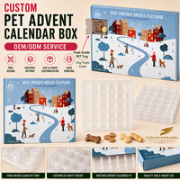 Boîte en papier personnalisée pour calendrier de l'avent pour chiens et chats avec plateau en PET, boîte cadeau de Noël pliable en une seule pièce