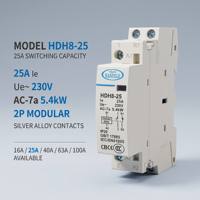 Contacteur AC modulaire automatique HANDELE HDH8-25 25A 230V 1NO1NC à montage sur rail DIN 50/60Hz - Vente Flash