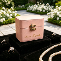 Étui à bijoux portable en velours fait main avec logo personnalisé, fermeture à fermoir pour ranger bagues et boucles d'oreilles, couleur personnalisable