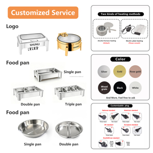Piatto di lusso in acciaio inox dorato con finestra 9L elettrico scalda cibo per ristorante Buffet Display piatto - Product Image 5