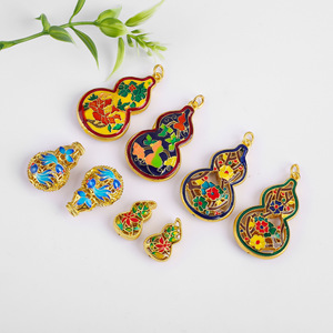 Pendentif gourde traditionnel en émail doré 38x22x6.8mm, composants de bijoux en alliage, accessoires de collier DIY, vente en gros - Product Image 3