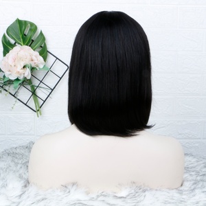 วิกผมบ็อบผมตรงสีดำทำจากเครื่องจักรธรรมชาติวิกผมบ๊อบมีผมม้า - Product Image 3
