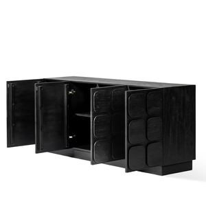 Buffet moderne en bois de manguier finition noire, meuble de rangement en bois pour salon, salle à manger, organisation de la maison - Product Image 3