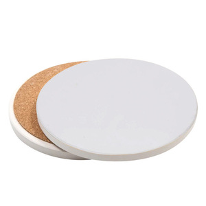 Custom Design ABSorbent Coasters White Ceramic Mats with Cork Back UV Printing Personalized Blank Mats Pads Promotional Coasters