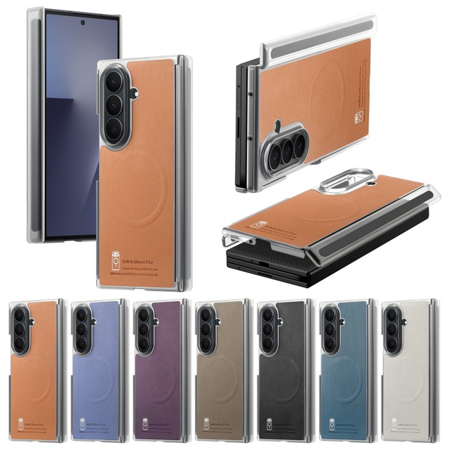 PU Leather Texture Magnetic Middle Axis Phone Case for Samsung Z TriFold 7 for Huawei Mate XT Mate X7 for Honor Magic V6 Cover