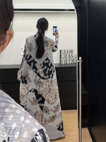 Abaya plissée ouverte Miyake pour femmes, Kimono long plissé à imprimé floral pour femmes musulmanes modestes, Manteau décontracté, ODM OEM