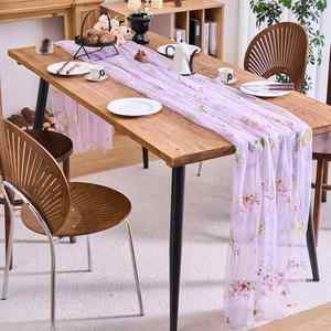 Camino de Mesa de Tul Bordado con Encaje Floral, 10 pies x 30 pulgadas (Morado) - Decoración para Bodas y Festividades - Product Image 3