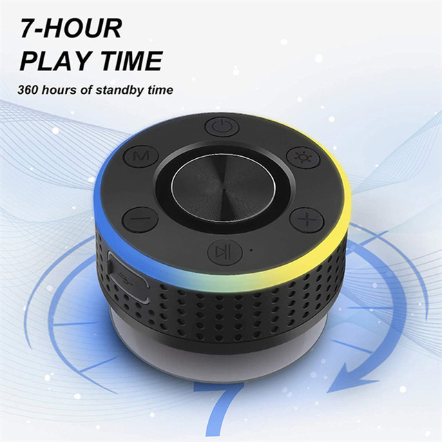 Mini IPX7 Waterproof Bathroom Speaker Suction Cup Handsfree Shower Outdoor Music Palyer Bass Sound Box FM Radio Speaker with Mic