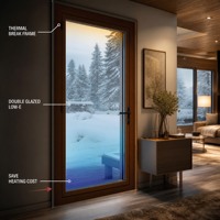 Puerta de Entrada de Madera Revestida de Aluminio Personalizada, Núcleo de Madera Sólida, Doble Acristalamiento, Impermeable, Puerta Exterior Principal para Casa