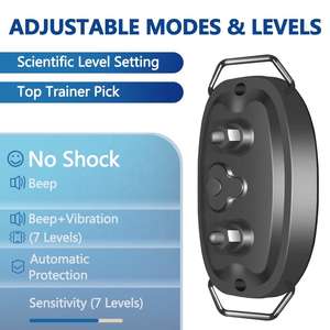छोटे/मध्यम कुत्तों के लिए प्लास्टिक छाल कॉलर कॉलर-बार्किंग बीप और कंपन इलेक्ट्रिक शॉक ip67 वाटरप्रूफ रिचार्जेबल - Product Image 3