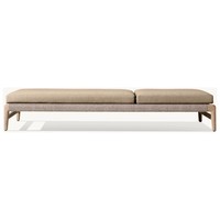 Chaise longue de luxe pour piscine, en rotin tressé résistant aux intempéries, avec structure en teck massif, pour l'extérieur