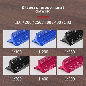 Regla Triangular de Aleación de Aluminio, con Escala Grande en Pulgadas y Centímetros, para Dibujo, Medición y Ampliación, Grabada con Láser - Product Image 3